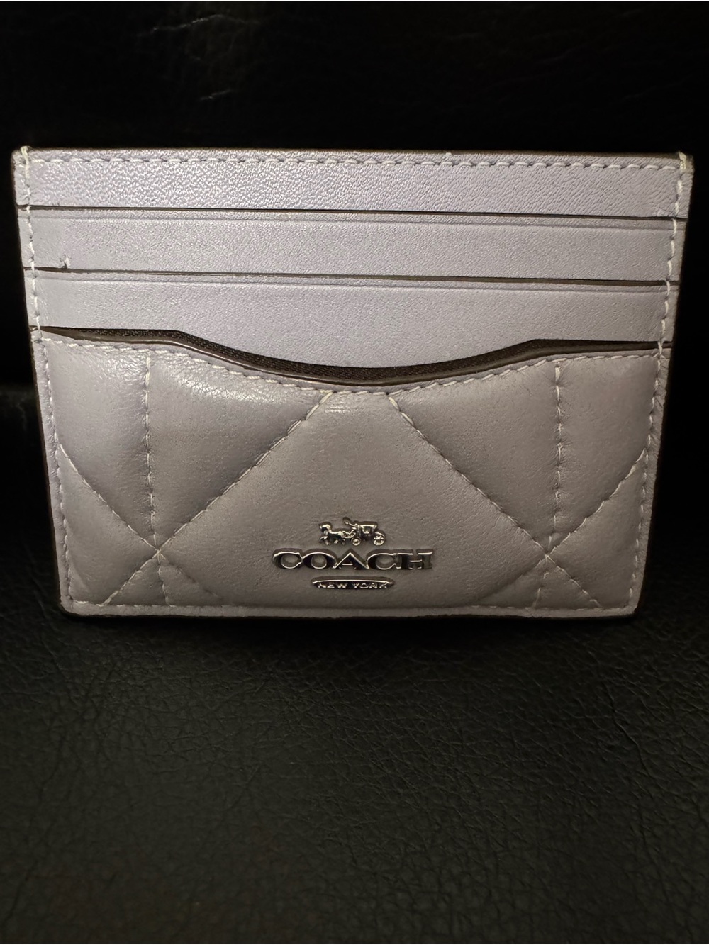 COACH Quilted Leather Card Holder in Light Lavender
